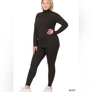 New! PLUS MICROFIBER MOCK NECK TOP & LEGGINGS SET Size 1X 2X 3X